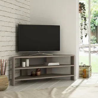 Dmora Mobile Porta Tv Naypyidaw, 3 Ripiani, 3 Vani, Peso Supportato 15 Kg, 114x36x45h Cm Beige