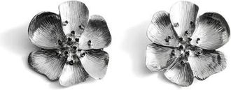 Mango Crystal Flower Stud Earrings in Silver at Nordstrom