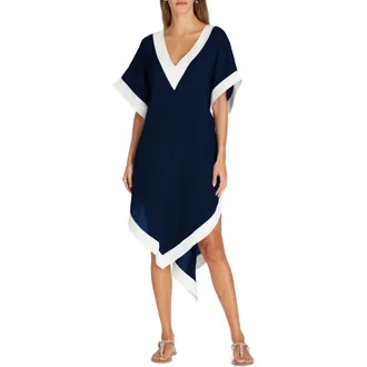 Valimare Aria High-Low Crepe de Chine Cover-up Dress in Navy Blue at Nordstrom, Size Small