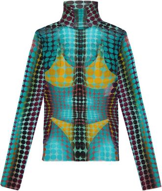 Jean Paul Gaultier High-Neck Long-Sleeved Top With Multicolour Pattern