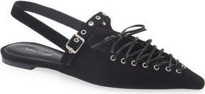 Jeffrey Campbell Geralt Pointed Toe Slingback Flat in Black Suede at Nordstrom Rack, Size 6