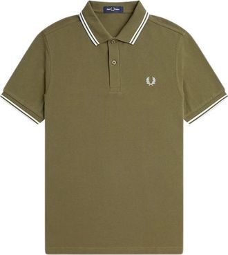 Fred Perry Tweekleurig katoenen poloshirt - Heren - Polos - Groen - L - Katoen - Tops
