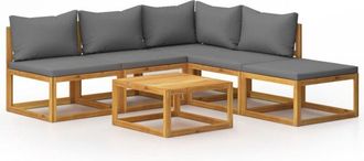 vidaXL Vidaxl - Muebles De Jard&iacute;n 6 Pzas Cojines Madera Maciza De Acacia