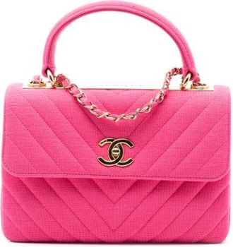 Chanel Pre-owned Vintage Katoenen Handtas - Dames - Vintage Handtas - Roze - ONE Size - Katoen - Vintage