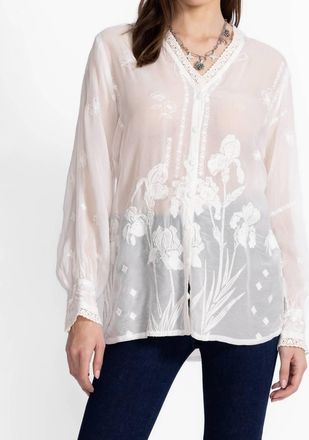 Johnny Was De Vries Orchid Party Tunic Top In White