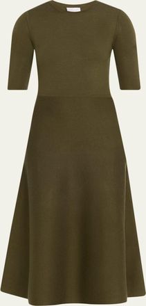 Gabriela Hearst Seymore Wool-Cashmere Short-Sleeve Midi Dress