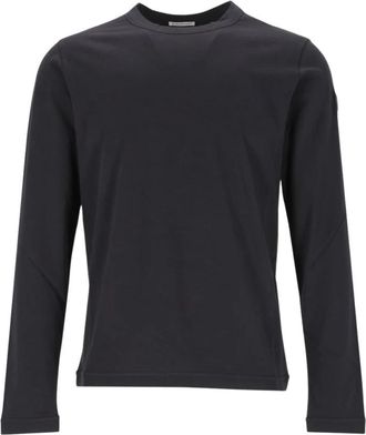 Moncler Leren Logo Longsleeve T-shirt - Heren - Longsleeves - Blauw - XL - Katoen - Tops