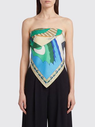 Tory Burch Top slim fit in pura seta con stampa astratta e spalle scoperte