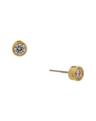 Electric Picks 14K Plated Cz Perfect Bezel Stud Earrings