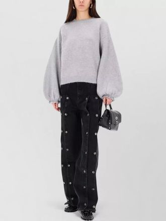Rotate knit top balloon sleeves ribbed trims