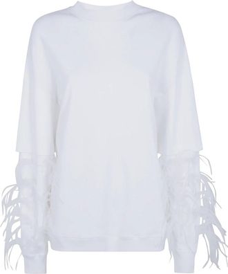Darkpark Darkpark, Hoodies & sweatvesten, Dames, Wit, S, Katoen, Troy Double-Sleeve Feather Top