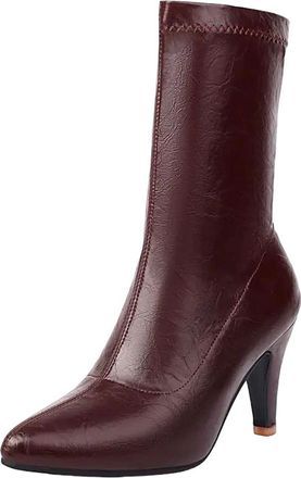 Generic Womens Ankle Stretch Boots Pointed Toe High Stiletto Heel Slip On Design With Sewing Detail Sexy Party Footwear