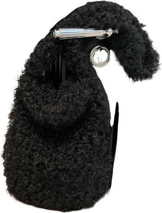 Generic Womens Plush Bags Winter Fluffy Shoulder Bag Tote For Women Trendy Retro Style Texture Leisure Commuter Bucket(Black)