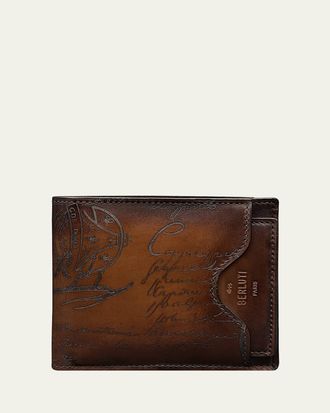 Berluti Mens Makore 2-in-1 Scritto Leather Bifold Wallet