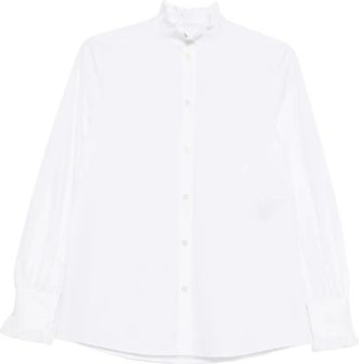 Valentino Garavani Camicia a collo alto con ruches - Bianco