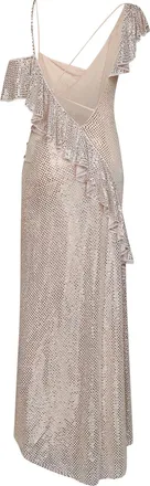 Self Portrait Womens Rhinestone-Embellished Maxi Dress Nude Polyester