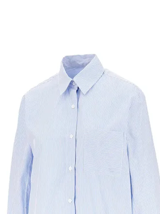 Emporio Armani Vertical-Stripe Cotton Shirt - Blue