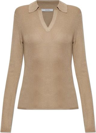 Max Mara Tops, Dames, Beige, XL, Leer, Polo Fergo