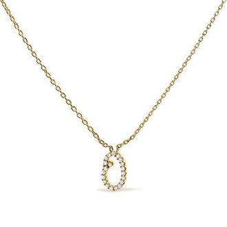 House of Brilliance 10K Gold Diamond Accent A-Z Initial Script Style Pendant Necklace in Yellow | O at Nordstrom