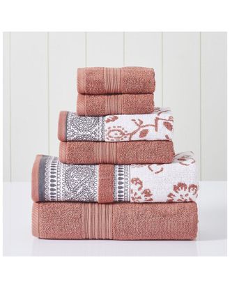 Modern Threads Clay 6Pc Ophelia Jacquard/Solid Towel Set