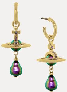 Vivienne Westwood Aleksa Earrings Gold-vitrail-medium-crystal-purple-pearl Gold-vitrail-medium-crystal-purple-pearl Women