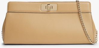 Tommy Hilfiger Womens Monogram T-Lock Clutch - Beige