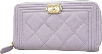 Chanel Purple Grained Calfskin Wallet (Bi-Fold) (Pre-Owned)