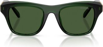 Swarovski 50mm Small Pillow Sunglasses in Milky Dark Green /Dark Green at Nordstrom