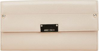 Jimmy Choo London Beige Leather Long Wallet (Bi-Fold) (Pre-Owned)