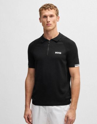 HUGO BOSS Mens BOSS Green K-Perform Max Mens Zip Placket Polo Shirt - Black - Size: 38