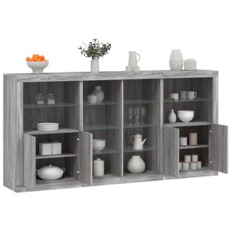 Berkfield Home Sideboard with LED Lights Grey Sonoma 202x37x100 cm | Size: 202 x 37 x 100 cm