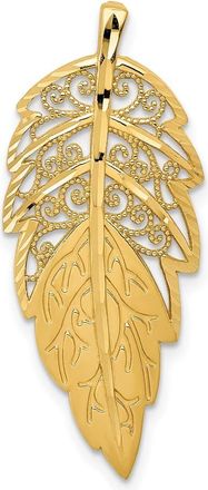 Diamond2Deal 14k Yellow Gold Yellow Gold Diamond Cut Leaf Chain Slide