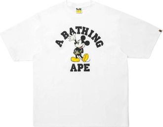 A Bathing Ape x Disney Mickey Mouse College Relaxed Fit T-Shirt White 0ZXTEM930101Q-WHT
