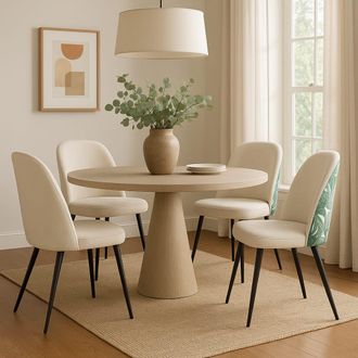 Colch&oacute;n Morfeo Silla de comedor tapizada respaldo envolvente, patas met&aacute;licas