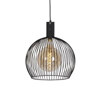 QAZQA Moderno L&aacute;mpara Colgante Redonda De Dise&ntilde;o Negra 40 Cm - Dos Acero Alargada Adecuado Para Led Max. 1 X 40 Watt - Qazqa