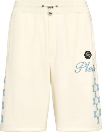 Philipp Plein Checkmate Shorts - Heren - Korte Broeken - Beige - 4XL - Katoen - Korte Broeken