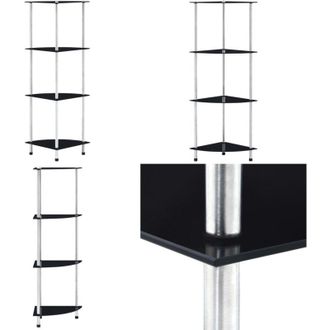 vidaXL Scaffale a 4 Livelli Nero 30x30x100 cm in Vetro Temperato - Scaffale in vetro temperato - Scaffale moderno