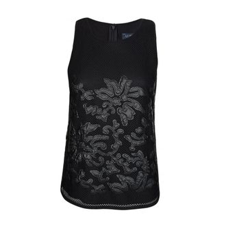 Armani Sleeveless Tops, female, Black, 2XS, Mesh Top Black Lace Detail