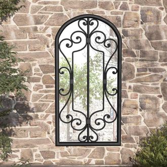 vidaXL Espejo De Jard&iacute;n Hierro Negro Para Uso Exterior 70x30 Cm Vidaxl