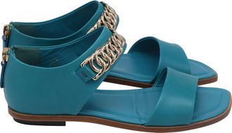Tod's Tods Chain Detail Sandals in Turquoise Leather