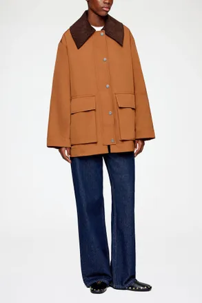 Ganni Jacket in Brown Twill - Size XXS/XS Cinnamon Swirl