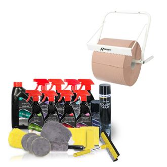 Dunlop Kit Nettoyage Auto Complet 21 Pi&egrave;ces Neutre Dunlop Et D&eacute;vidoir Papier Mural, Pour Les Garages, Entretien Auto