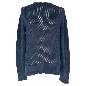 Tom Ford Crochet-Knitted Sweater in Navy Blue Cotton