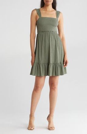 Lovestitch Smocked Minidress in Olive at Nordstrom Rack, Size Medium