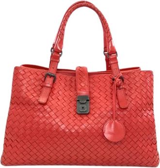 Bottega Veneta Pre-owned Intrecciato Tote bag - Dames - Vintage Handtas - Rood - ONE Size - Leer - Vintage