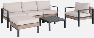 Sweeek Conjunto De Muebles De Jard&iacute;n En Aluminio Y Resina, 5 Plazas