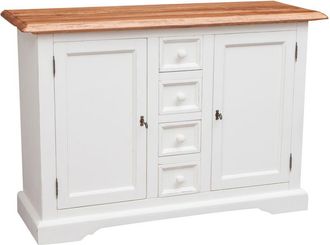 Biscottini International Alacena De Estilo Country De Madera Maciza Armaz&oacute;n Blanco Envejecido Plan Acabado Con Efecto Ntaural 135x45x92 Cm
