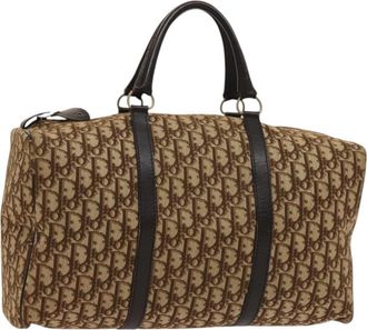 Dior Vintage Trotter Boston Bag Diorissimo Canvas Brown Canvas Bag (Pre-Owned)