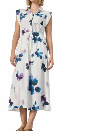 Lilla P Gusset Sleeve Maxi Dress In Orchid Print