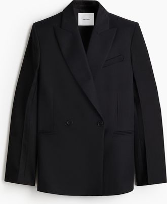 H&M Zweireihiger Blazer aus Wolle - Schwarz